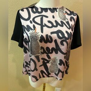 NWT Christina Karin Stylish Black and Pink Women's Top